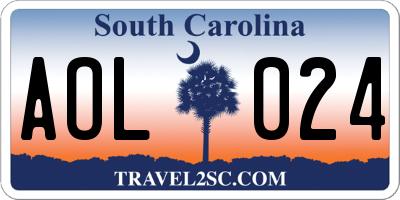 SC license plate AOL024