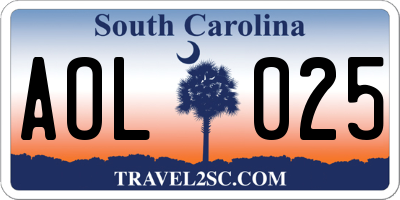 SC license plate AOL025