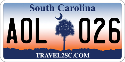 SC license plate AOL026