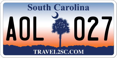 SC license plate AOL027