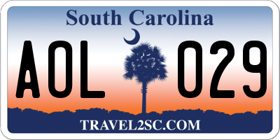 SC license plate AOL029