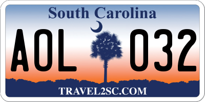 SC license plate AOL032