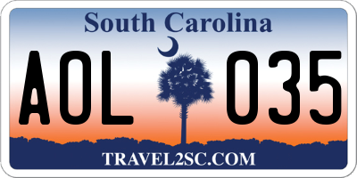 SC license plate AOL035
