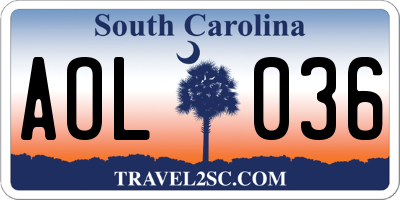 SC license plate AOL036