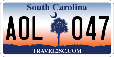 SC license plate AOL047