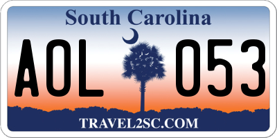 SC license plate AOL053
