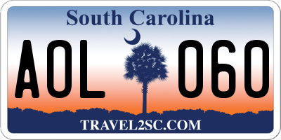 SC license plate AOL060