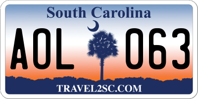 SC license plate AOL063