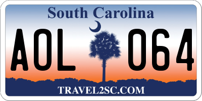 SC license plate AOL064