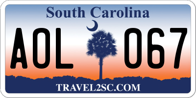 SC license plate AOL067