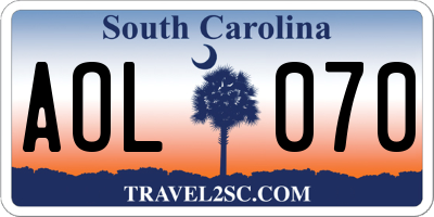 SC license plate AOL070