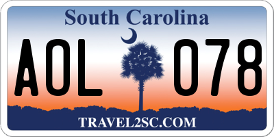 SC license plate AOL078