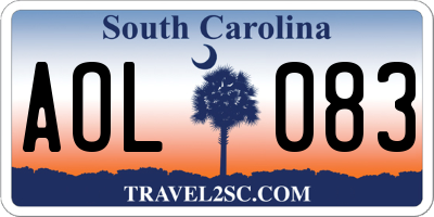 SC license plate AOL083