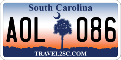 SC license plate AOL086