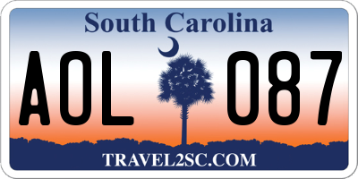 SC license plate AOL087