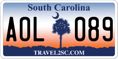 SC license plate AOL089