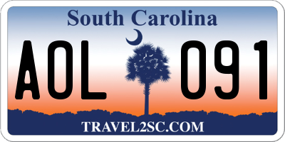 SC license plate AOL091