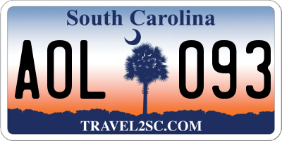 SC license plate AOL093
