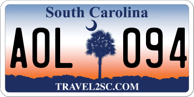 SC license plate AOL094