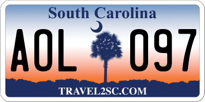SC license plate AOL097