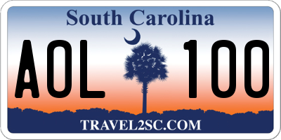SC license plate AOL100