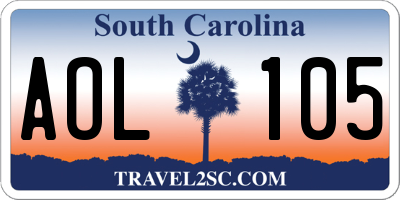 SC license plate AOL105