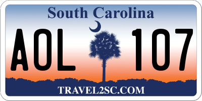 SC license plate AOL107