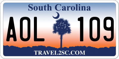SC license plate AOL109