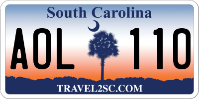 SC license plate AOL110