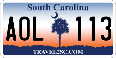 SC license plate AOL113