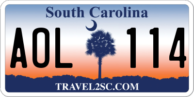 SC license plate AOL114
