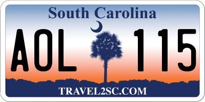 SC license plate AOL115