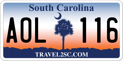 SC license plate AOL116