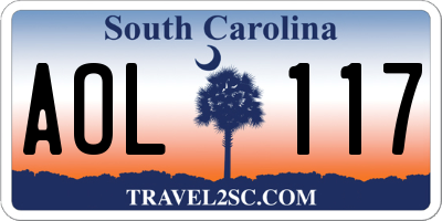 SC license plate AOL117