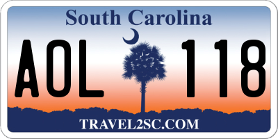 SC license plate AOL118