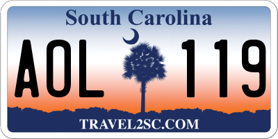 SC license plate AOL119