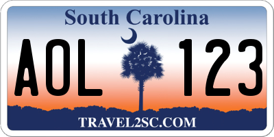 SC license plate AOL123