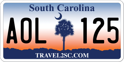 SC license plate AOL125