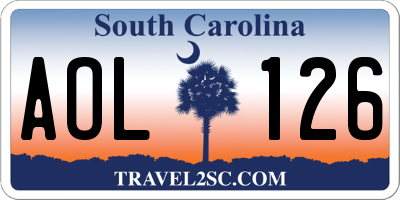 SC license plate AOL126