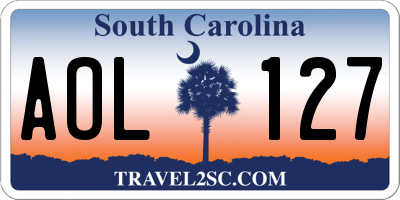 SC license plate AOL127