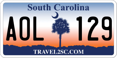 SC license plate AOL129