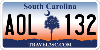 SC license plate AOL132