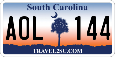 SC license plate AOL144