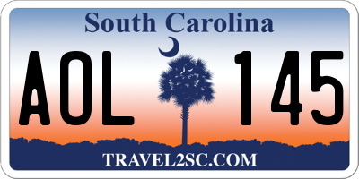 SC license plate AOL145