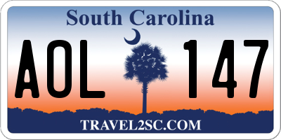 SC license plate AOL147