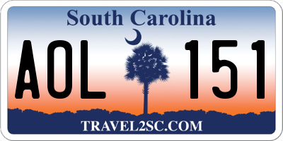 SC license plate AOL151