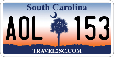 SC license plate AOL153