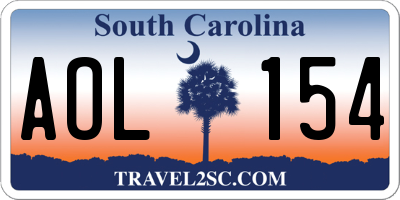 SC license plate AOL154