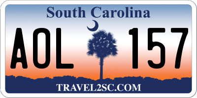 SC license plate AOL157