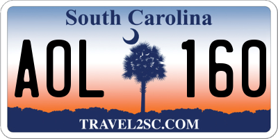SC license plate AOL160